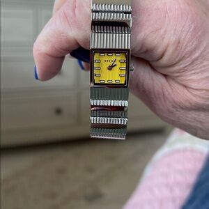 Stainless Steel Smartwatch with Yellow Dial